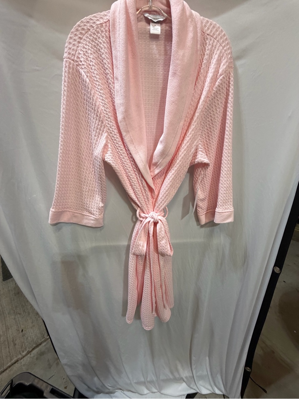 Liz Claiborne Soft Pink Waffle Kimono Robe with Shawl Collar